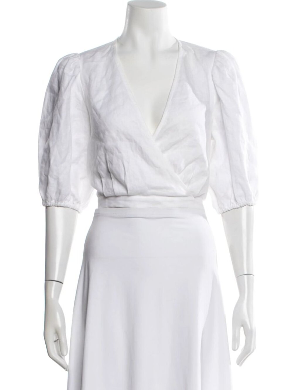 Reformation Cottagecore Bobo Puff Sleeves Linen Cropped Top Size Small
